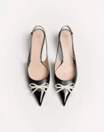 Valentino Bepointy Slingback Pump In Patent Leather And Kidskin 45Mm - Image 5